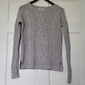 Old Navy Gray Heather Cable Knit Sweater